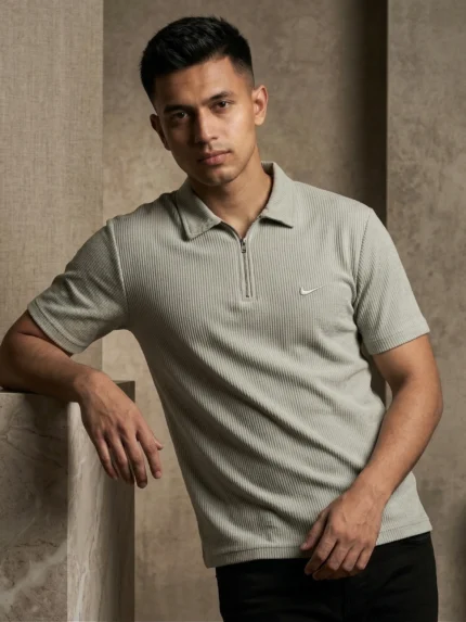 Premium Ribbed Half Zip Polo T-Shirt - PLV4-03