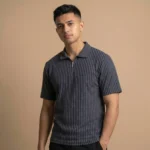 Premium Ribbed Half Zip Polo T-Shirt - PLV4-05 - Image 3