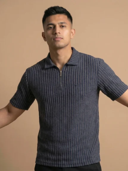 Premium Ribbed Half Zip Polo T-Shirt - PLV4-05