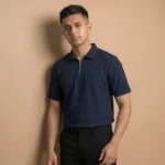 Premium Knit Half Zip Polo Top - PLV4-07 - Image 2