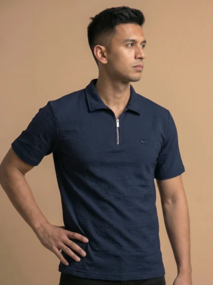 Premium Knit Half Zip Polo Top - PLV4-07