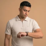 Premium Knit Half Zip Polo Top - PLV4-09 - Image 3