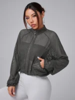 Women's Mesh Yoga Jacket – Lightweight Breathable Sports Top with Zipper -IMP14J - Image 4