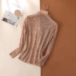 Elegant Floral Mesh Top – Women's Sheer Long Sleeve Mesh Undershirt - Product code: IMP1-T - Image 9