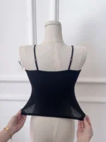 Criss-Cross Ruched Cami – Ribbed Spaghetti Strap Top | IMP-6-T - Image 3