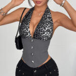 Women's Leopard Print Halter Corset Top | IMP-27-CT - Image 11