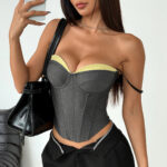 Women's Contrast Trim Structured Corset Top | IMP-24-CT-A - Image 12