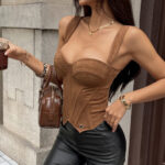 Women's Structured Sweetheart Neckline Corset Top with Wide Straps | IMP-22-CT - Image 8