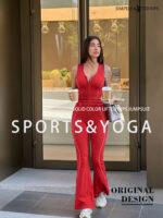 Ladies Zip-Up Backless Jumpsuit with Removable Pads - 109 JMP ACT - Image 2
