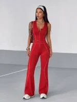 Ladies Zip-Up Backless Jumpsuit with Removable Pads - 109 JMP ACT - Image 4