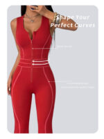 Ladies Zip-Up Backless Jumpsuit with Removable Pads - 109 JMP ACT - Image 3